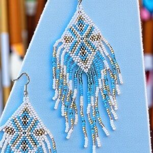 Southwestern Handbeaded Beaded Fringe Earrings